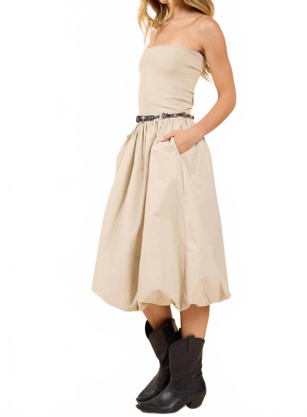 NEW SADIE & SAGE happier now strapless tube bubble dress in ash - Picture 3 of 10